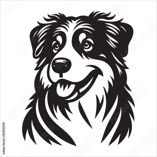Australian Shepherd dog, vector illustration, silhouette