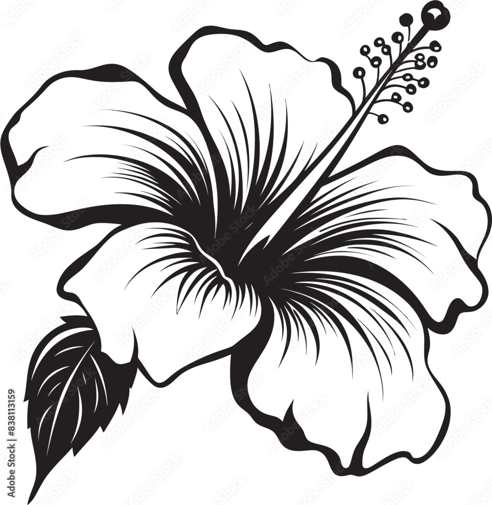 Obraz premium Hibiscus Leaf Icon Minimalist Iconic Imagery Hibiscus and Fern Elegance Artistic Graphic Creation