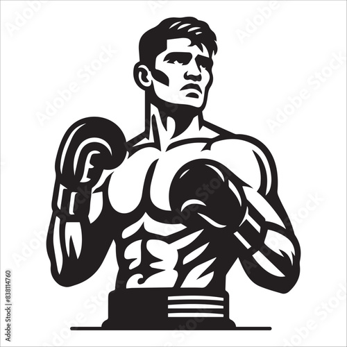 Man Boxer, vector illustration, silhouette