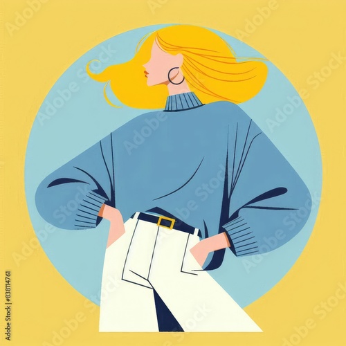 Fashionably Cozy: Illustration of a Woman Wearing Stylish Sweater