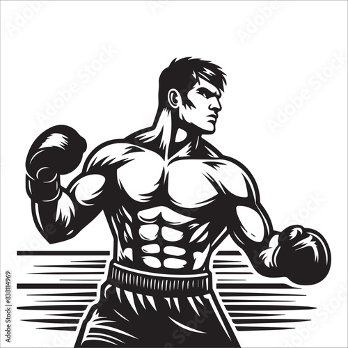 Man Boxer, vector illustration, silhouette