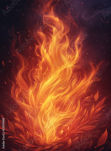 illustration of flames on fire, design with a abstract background and dark red color scheme