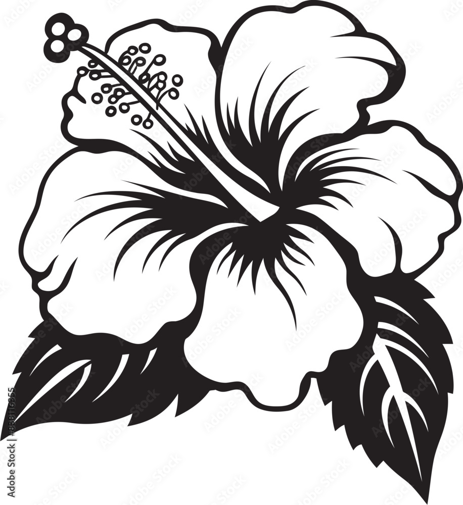 Fototapeta premium Hibiscus Leaf Symbol Minimalist Iconic Imagery Vibrant Hibiscus Flora Sleek Graphic Evolution