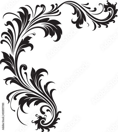 Classic Vintage Corner Illustration Artisan Craft Antique Botanical Corner Vintage Symbol