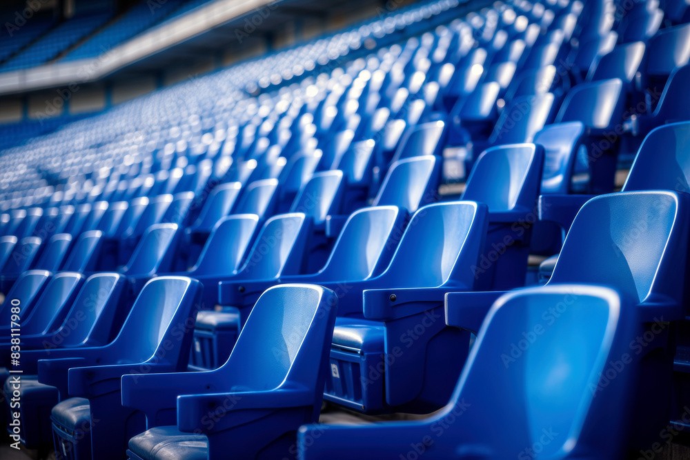 Empty seats in a stadium. Background with selective focus and copy space. Empty seats in a stadium. Background with selective focus and copy space.