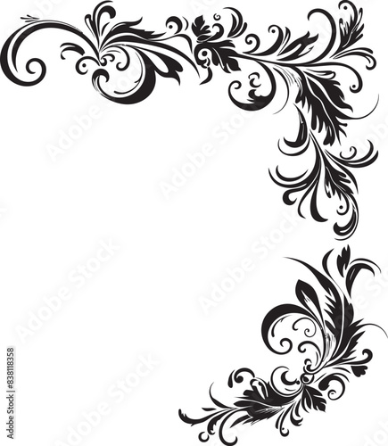 Vintage Decorative Element Artistic Charm Delicate Victorian Floral Corner Elegant Expression