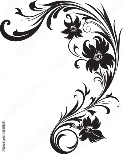 Ornate Floral Corner Element Timeless Beauty of Art Classic Floral Corner Emblem Artistic Legacy Restored