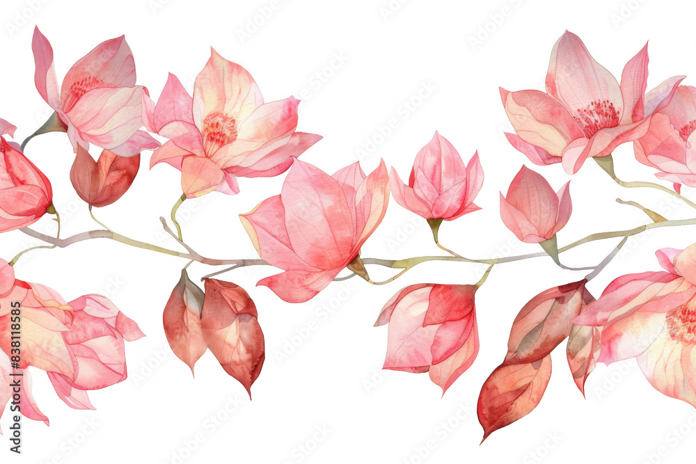 A watercolor painting of pink flowers with a white background A watercolor painting of pink flowers with a white background