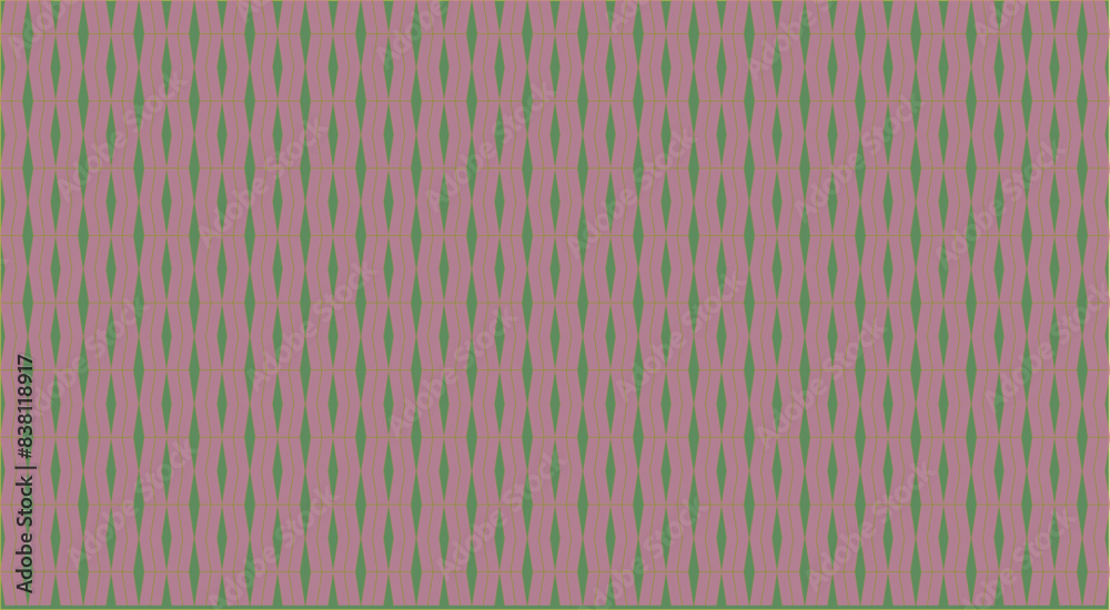 Fototapeta premium gold interlaced bands with light purple fill and dark green background - geometric vector decorative pattern, braided gold line bands with light purple fill and dark green background,