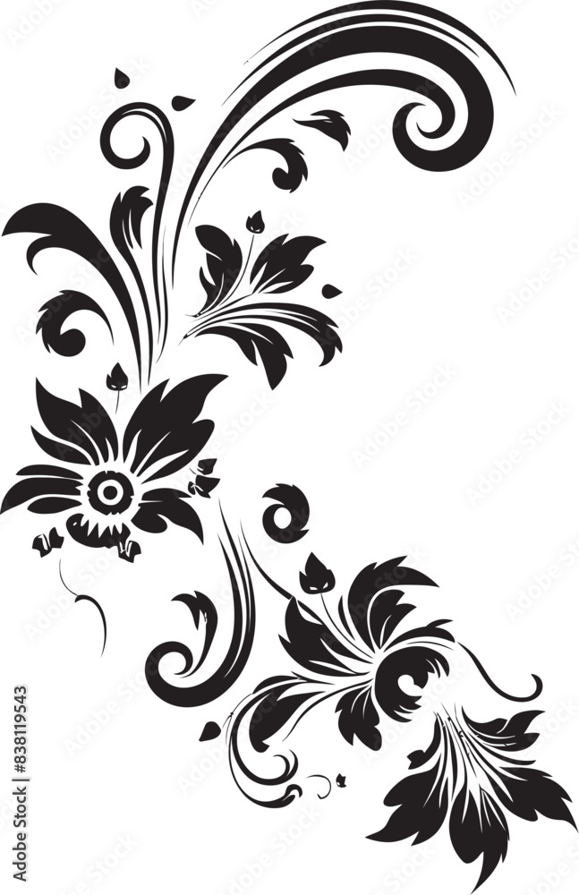 Floral Corner Emblem Icon of Artistic Legacy Ornate Victorian Corner Pattern Flourish of Artistry Floral Corner Emblem Icon of Artistic Legacy Ornate Victorian Corner Pattern Flourish of Artistry