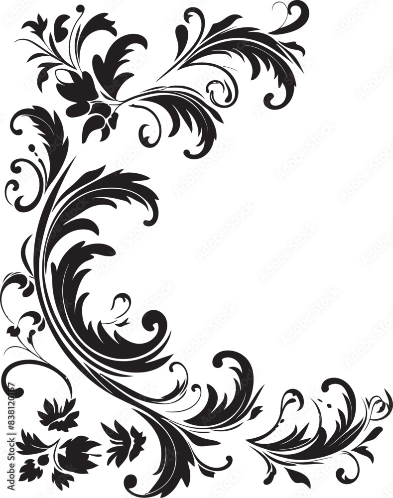 Ornate Floral Corner Element Artistic Beauty Defined Classic Floral Corner Emblem Nostalgia in Bloom Ornate Floral Corner Element Artistic Beauty Defined Classic Floral Corner Emblem Nostalgia in Bloom