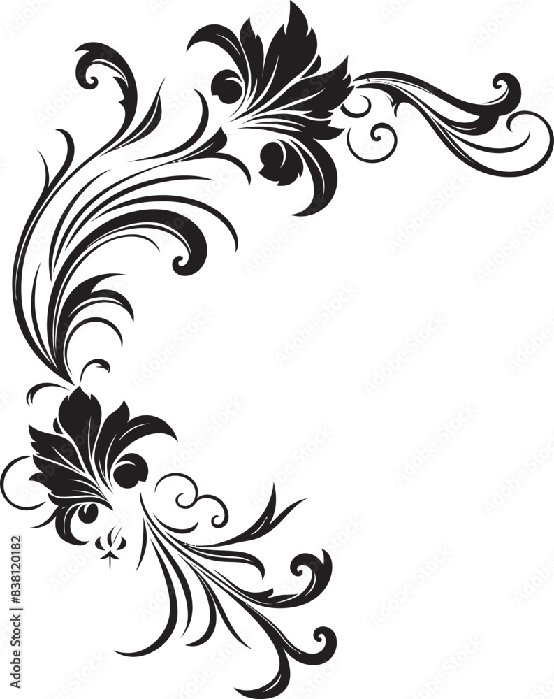 Retro Floral Corner Detail Artistic Flourish Revived Elegant Corner Floral Ornament Traditionally Chic Retro Floral Corner Detail Artistic Flourish Revived Elegant Corner Floral Ornament Traditionally Chic