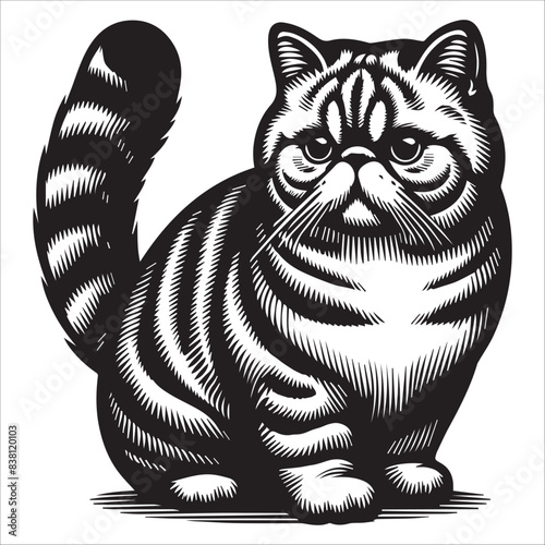 Exotic Shorthair Cat, vector illustration, silhouette