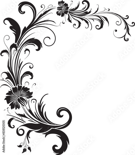 Retro Floral Corner Emblem Stylish Sophistication Revived Elegant Victorian Corner Detail Craft in Every Line