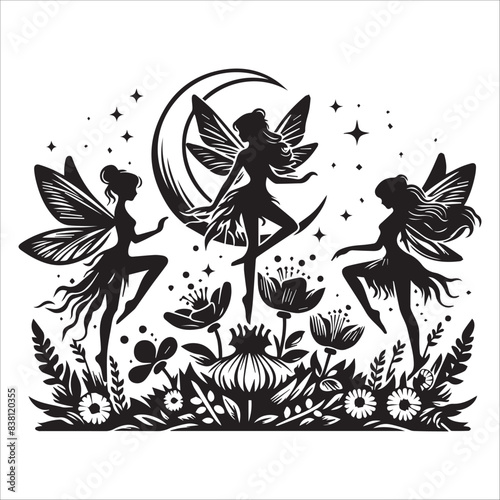 fairies, vector illustration,silhouette