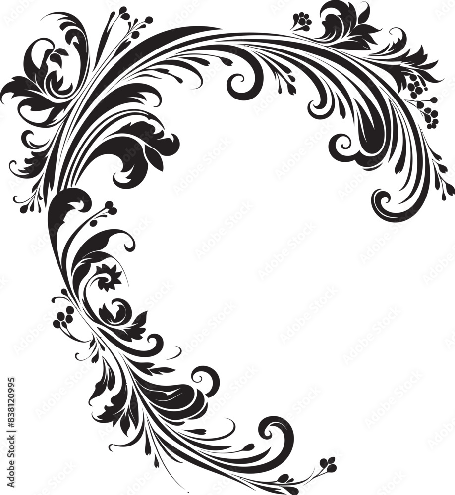 Fototapeta premium Ornate Floral Corner Design Nostalgic Beauty Revived Classic Victorian Floral Emblem Artistry in Detail