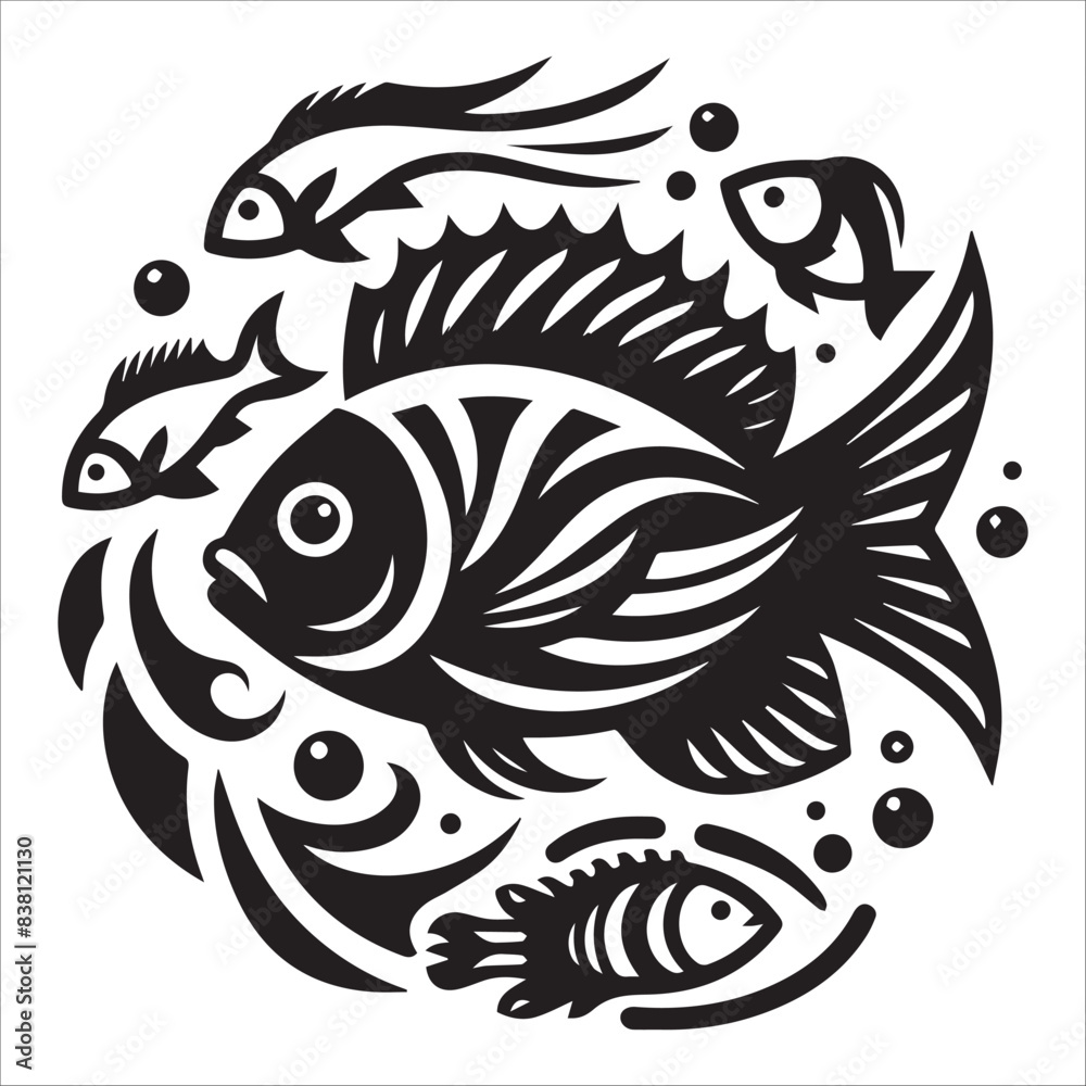 Fish, vector illustration,silhouette Fish, vector illustration,silhouette