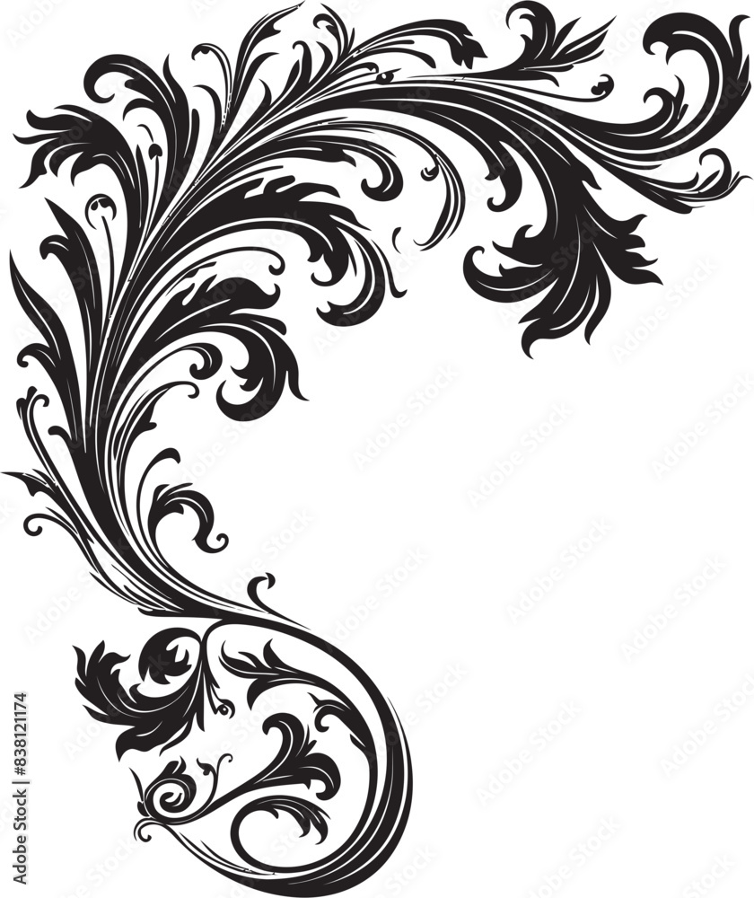 Fototapeta premium Antique Corner Design Historical Elegance Vintage Style Floral Element Timeless Appeal