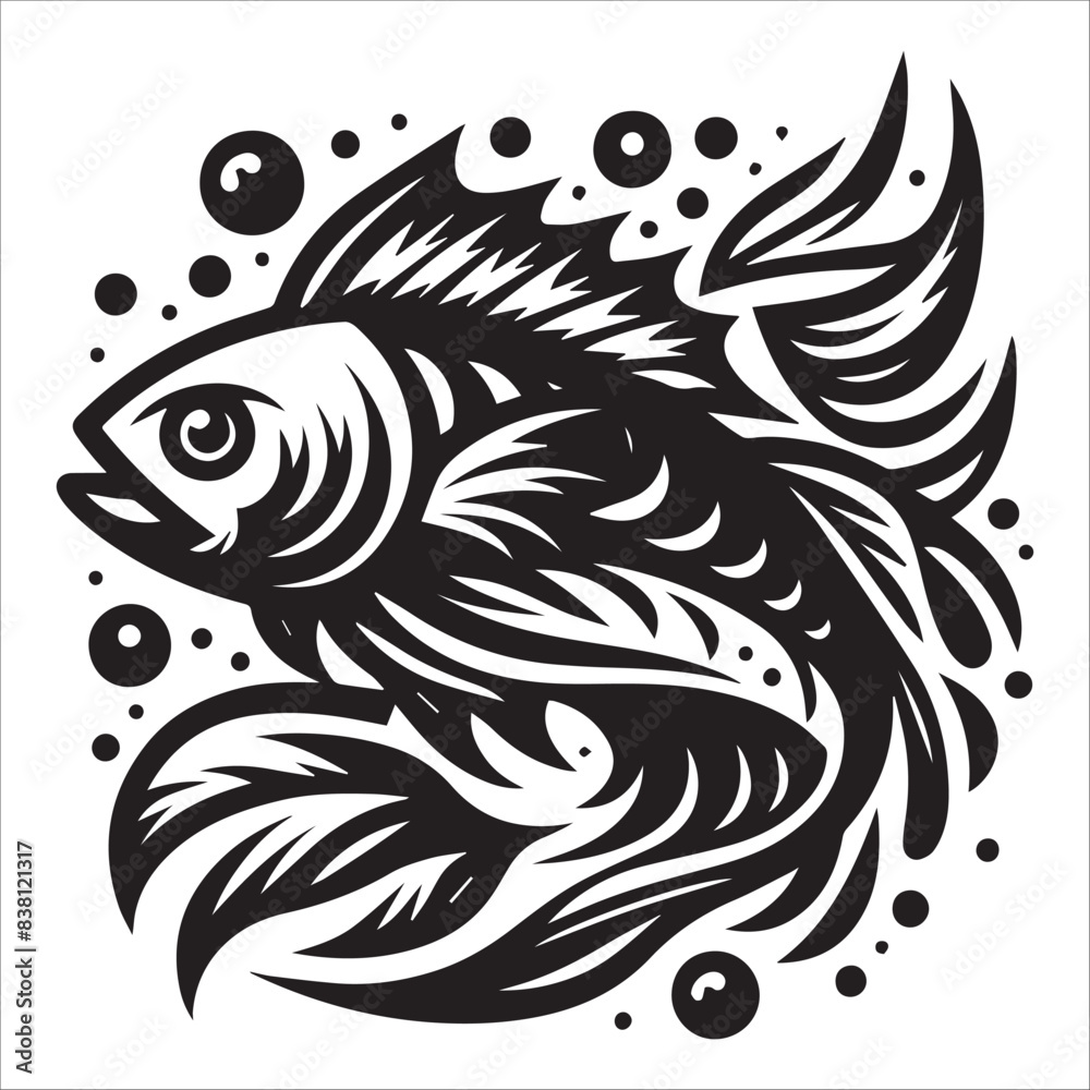 Fish, vector illustration,silhouette Fish, vector illustration,silhouette