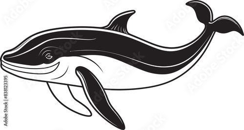 Geometric Whale Symbol Structured Aquatic Art Vintage Whale Badge Classic Representation of Maritime Charm