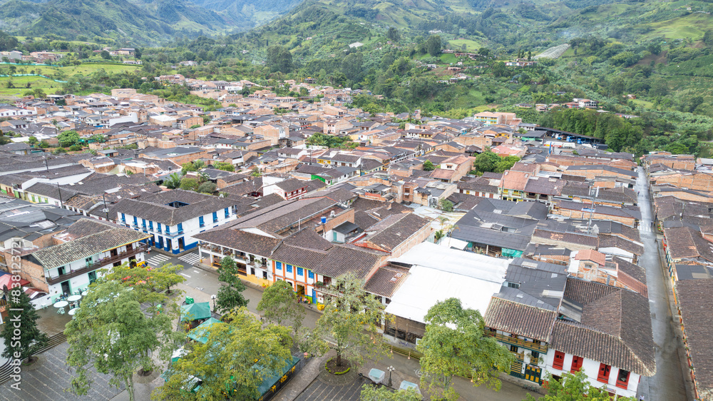 Fototapeta premium Views of the town of Jardin, Antioquia, Colombia. Rural towns. Copy space.