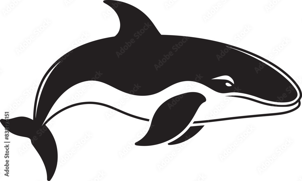 Naklejka premium Whale Mark Design Bold Aquatic Symbol Dynamic Whale Emblem Energetic Representation of the Ocean