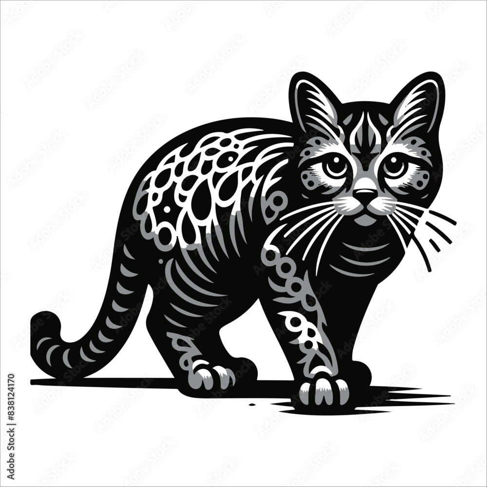 Fototapeta premium Manx cat, vector illustration, silhouette
