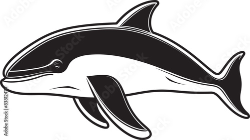 Whale Outline Icon Minimalistic Marine Art Serene Whale Symbol Tranquil Oceanic Majesty