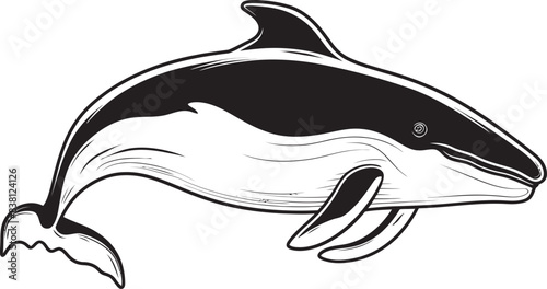 Whale Iconography Emblem of Marine Life Minimalist Whale Emblem Simplified Aquatic Majesty