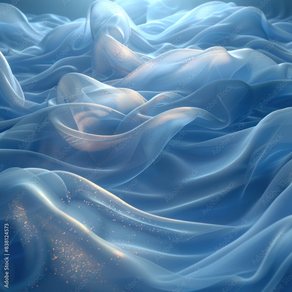 Obraz premium Smooth smoke waves of digital art above the clouds with the concept of a combination of comulunimbus waves creating sparkling smoke in an exotic, shiny gray color