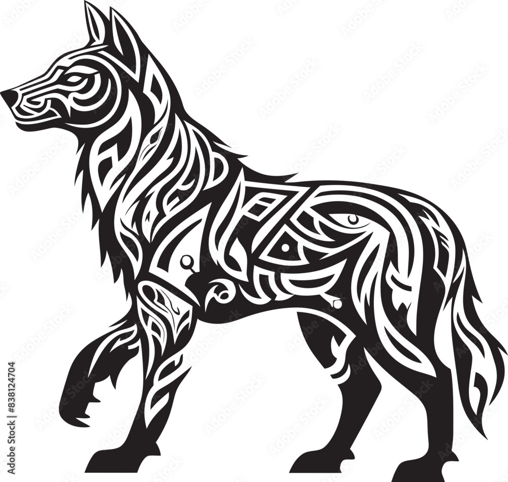 Obraz premium Primitive Wolf Logo Artistic Expression Simple Wolf Icon Timeless Elegance