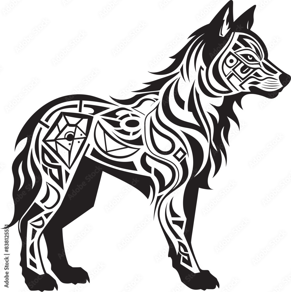Obraz premium Minimalist Wolf Emblem Symbolic Representation Simple Wolf Badge Elegant and Understated