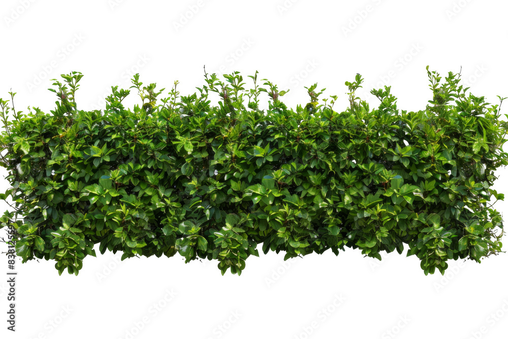 A row of green bushes with no leaves A row of green bushes with no leaves