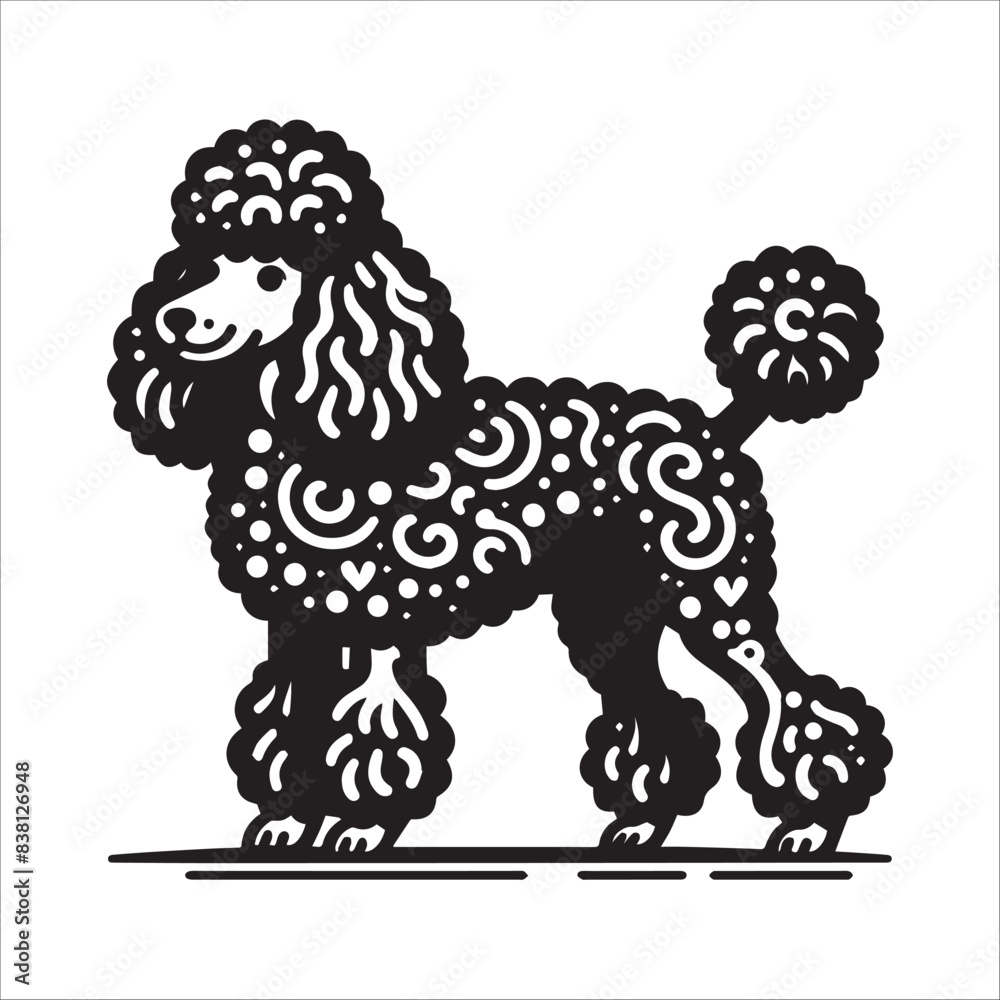Poodle Dog, vector illustration, silhouette Poodle Dog, vector illustration, silhouette