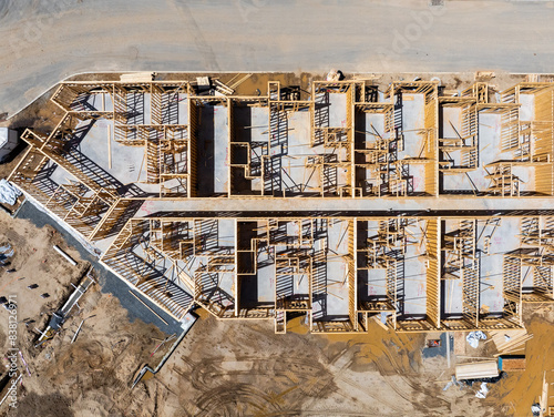 Aerial shot of a construction site for multifamily housing