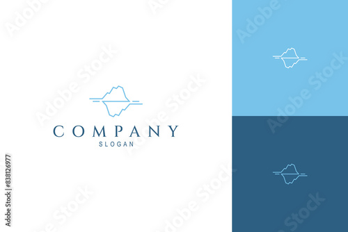 Iceberg logo with blue simple line art design style