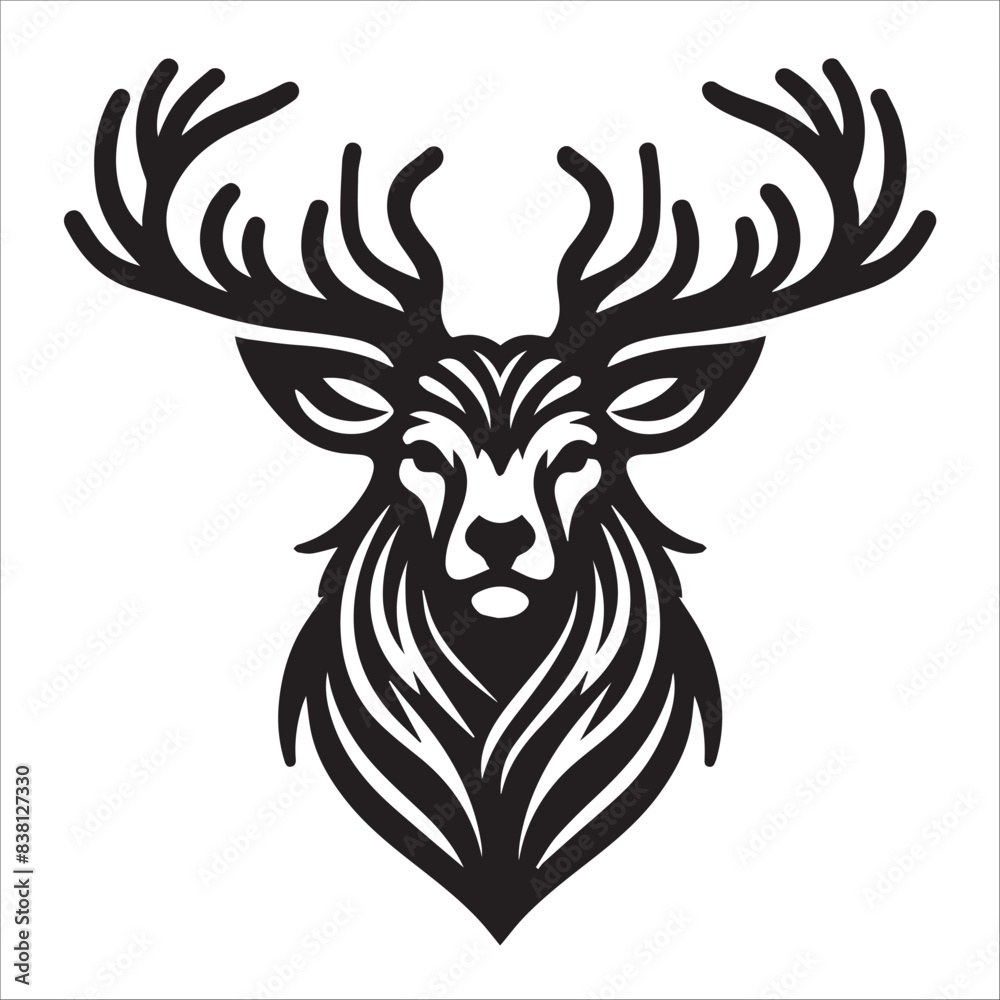 Obraz premium reindeer, vector illustration, silhouette