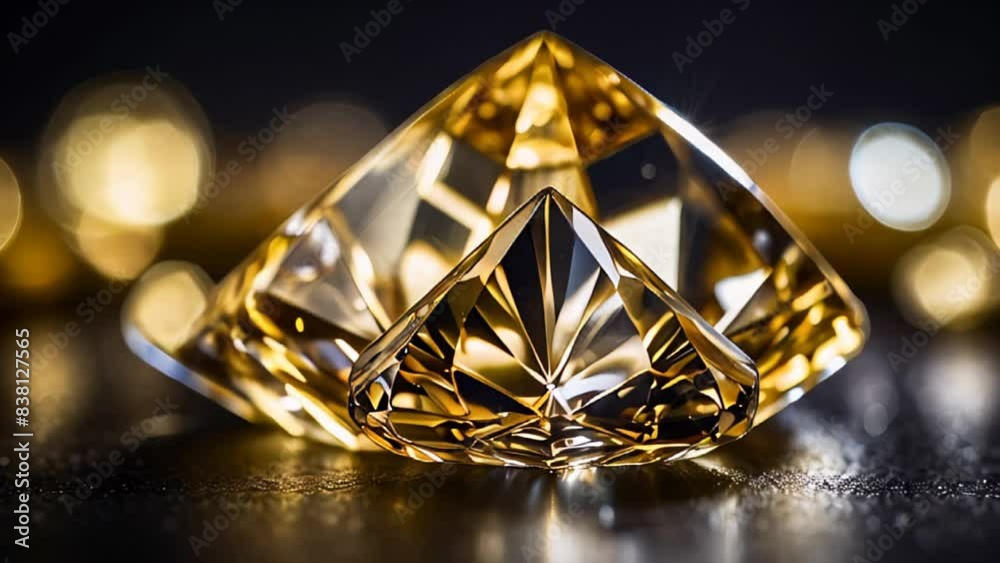 large, intricately faceted diamond with a golden hue on a soft, golden background that complements its color. large, intricately faceted diamond with a golden hue on a soft, golden background that complements its color.