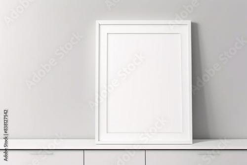 リアルなフォトフレームのモックアップ。白い空白の壁に垂直の大きな A3、A4 フレームのモックアップ。シンプル、クリーン、モダン、ミニマルなポスター フレーム。垂直の白い額縁のモックアップ。国際用紙サイズ 