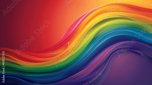 Flowing rainbow waves in a colorful abstract design symbolizing pride and energy with vibrant hues and artistic movement