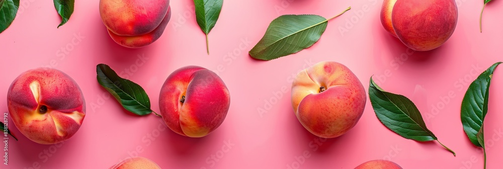 Summer Freshness with Vibrant Peaches and Leaves Summer Freshness with Vibrant Peaches and Leaves