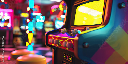 The Candy-Coated Dreams of Retro Futurism: A nostalgic vision of neon signs, space-age furniture, and a vintage video game console