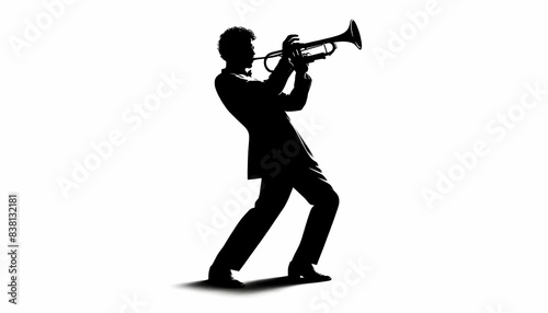 Silhouette of a trumpet player