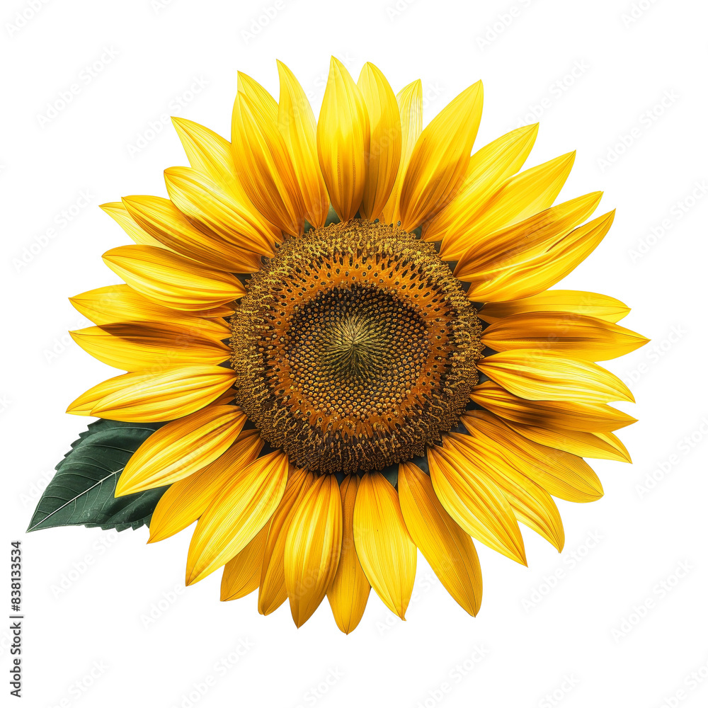 Fototapeta premium Solo Sunflower, bright yellow isolated on white background.