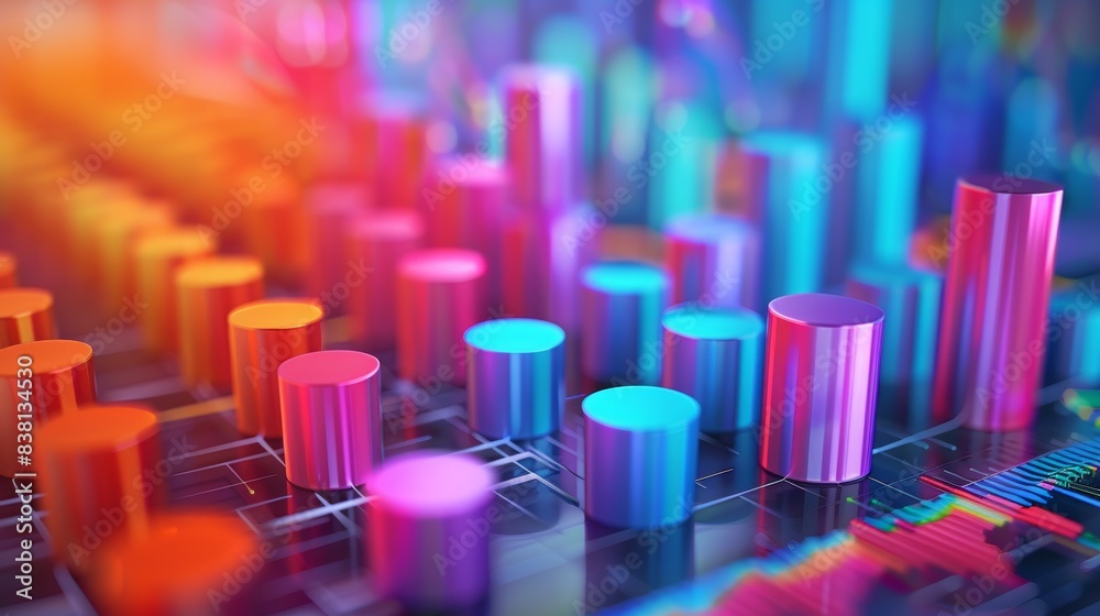 Transform financial data into engaging 3D graphics for presentations, 3D infographic style, Pastel color, no people Transform financial data into engaging 3D graphics for presentations, 3D infographic style, Pastel color, no people