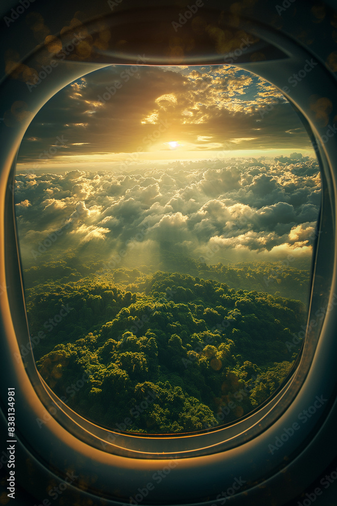 Looking down at from an airplane window, sunny, National Geographic style, magazine cover, award-winning photograph Looking down at from an airplane window, sunny, National Geographic style, magazine cover, award-winning photograph