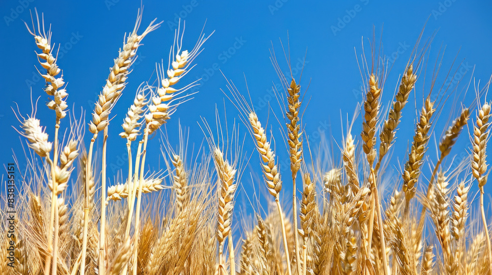 Fototapeta premium Grain field with blue sky