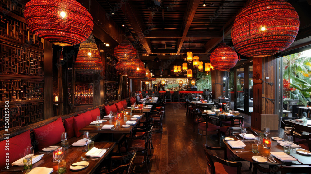 Interior of modern casual style restaurant or cafe