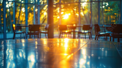 Wallpaper Mural Empty restaurant table, sunset light Torontodigital.ca