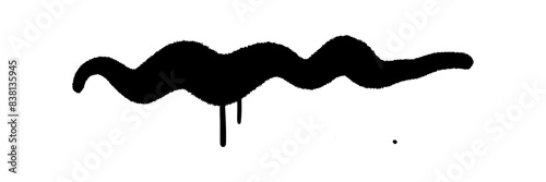 Hand drawn spray-paint graffiti line squiggle. sprayed smear, strikethrough. Doodle style sketchy line. Horizontal wavy strokes